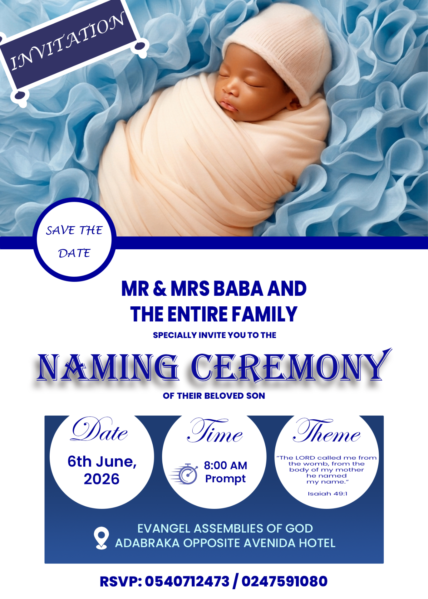 Naming Ceremony Invitation